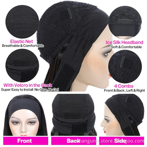 Uniky Human Hair Headband Body Wave Wigs Cheap Brazilian Remy Human Hair Non Lace Machine Made Wigs For Black Women In Stock